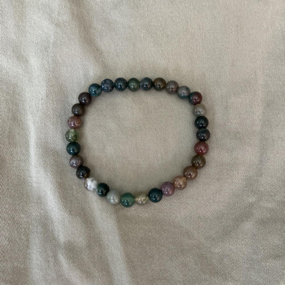 Green Agate Bracelet Stretch 8mm Natural Stone Beads handMade boho Festival 7.5"